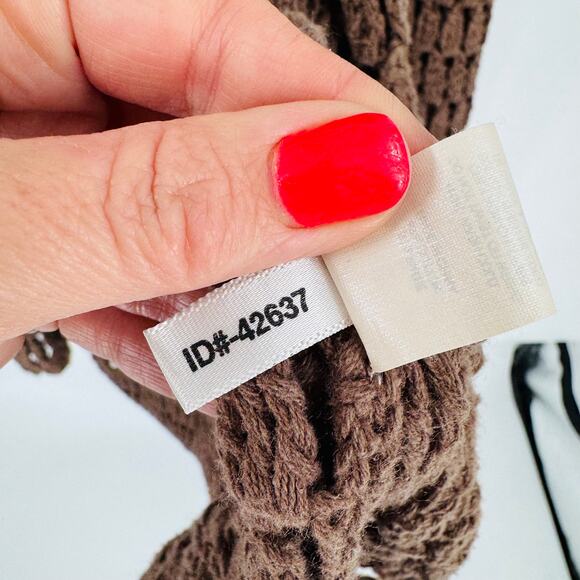 Y2K Express Brown Crochet Open Knit Cardigan Belted Boho Sweater Size L - Picture 6 of 8